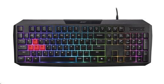 Levně ACER Nitro Gaming Keyboard 100, Membrane Switch, 26 Anti-ghosting kláves, životnost 3 mil. stisků, 7 zón RGB podsvíc