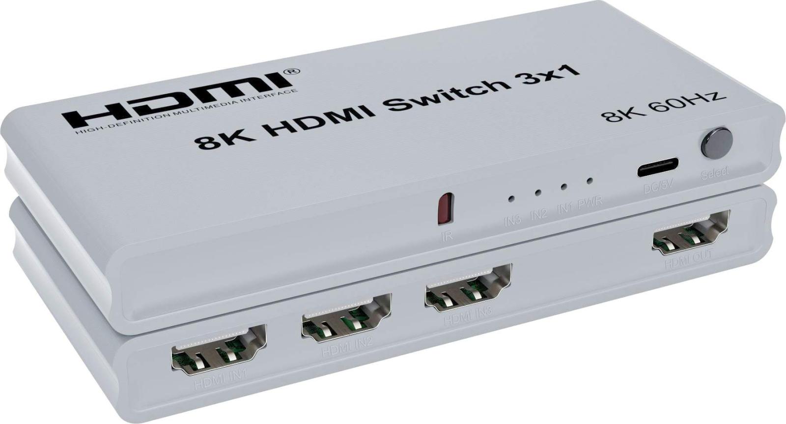 Levně PremiumCord HDMI switch 3:1 s dálkovým ovladačem