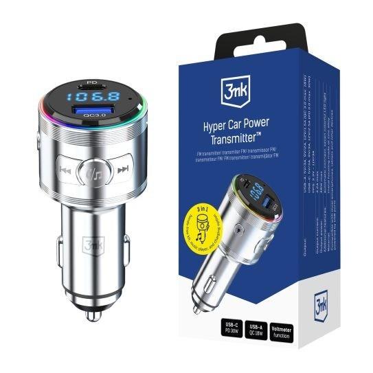 Levně 3mk Hyper Car Power Transmitter 48W QC PD PPS USB 1C1A Silver