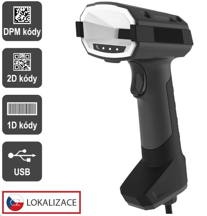 Levně Virtuos CCD 2D DPM průmyslová čtečka HT-880DPM, USB, tmavě šedá