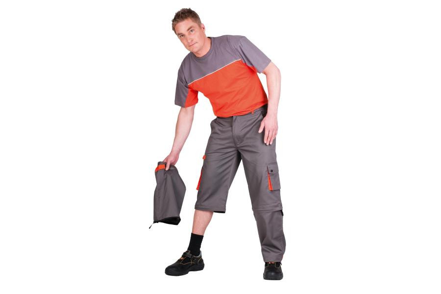 DESMAN kalhoty 2v1 šedá/oranžová 60