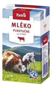 Levně Mléko plnotučné Tatra 3,5% 1L s víčkem / prodej po balení
