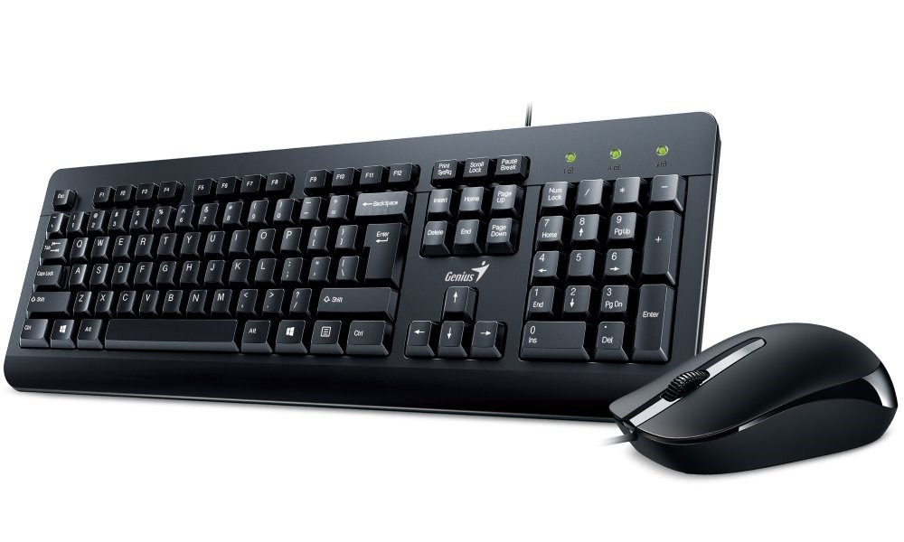 Levně GENIUS klávesnice s myší KM-160/ Drátový set/ USB/ černý/ CZ+SK layout
