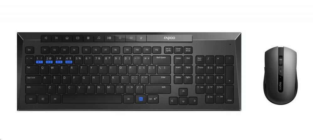 Levně RAPOO set klávesnice a myš 8200M Wireless Multi-Mode Optical Mouse and Keyboard Set Black CZ/SK