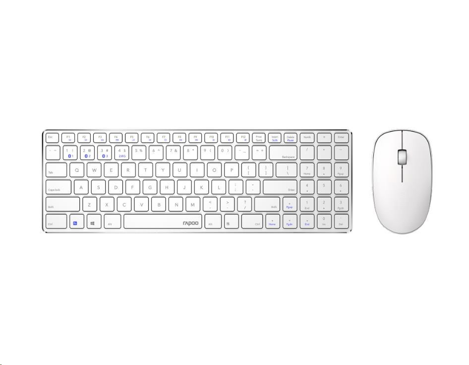 Levně RAPOO set klávesnice a myš 9300M, bezdrátová, Multi-Mode Slim Mouse, Ultra-Slim Keyboard, bílá
