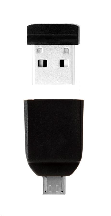 Levně VERBATIM Flash Disk 16GB Store 'n' Stay NANO + micro USB OTG adaptér, USB 2.0, černá