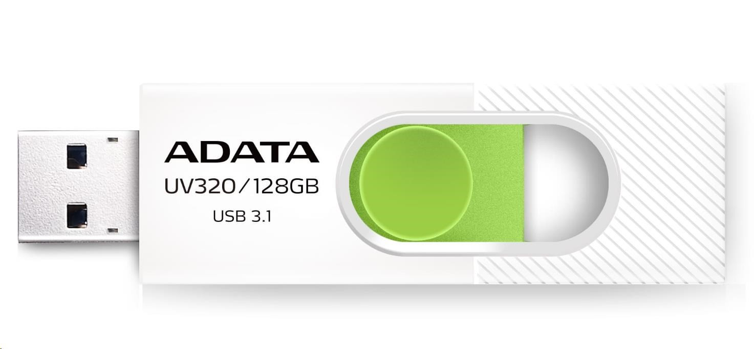 Levně ADATA Flash Disk 64GB UV320, USB 3.1 Dash Drive, bílá/zelená