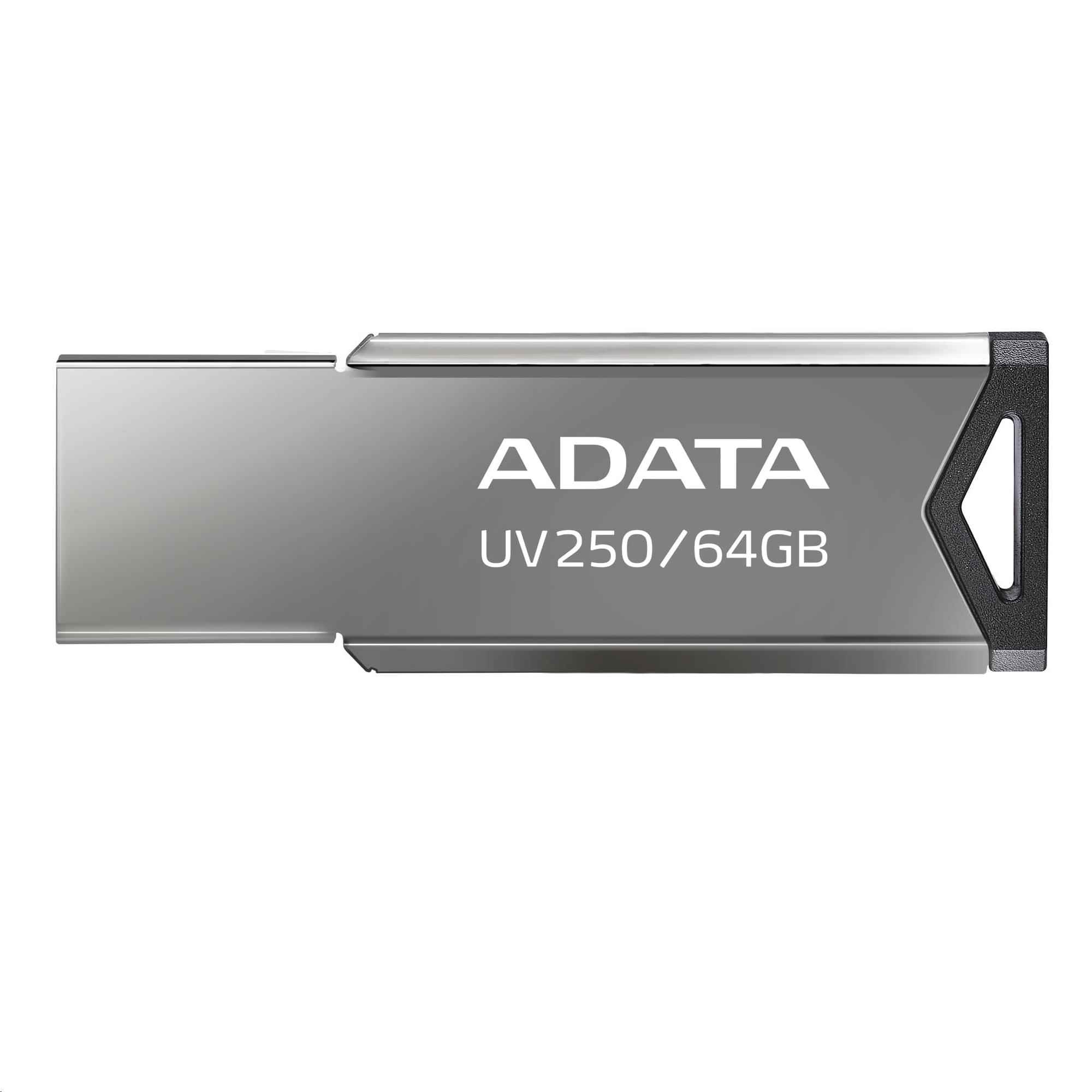 ADATA Flash Disk 64GB UV250, USB 2.0 Dash Drive, stříbrná