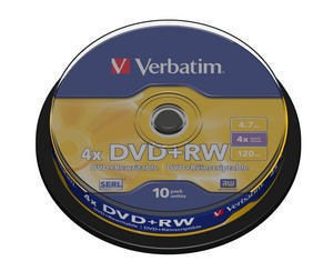 Levně VERBATIM DVD+RW(10-Pack)Spindle4x/DLP/4.7GB