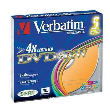 Levně VERBATIM DVD+RW(5-Pack)Slim/Colour//4x/DLP/4.7GB