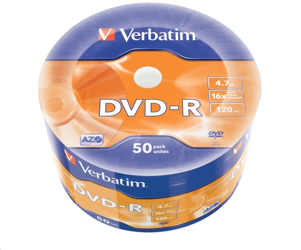 Levně VERBATIM DVD-R (50-Pack) 16x WRAP 4.7GB MATT
