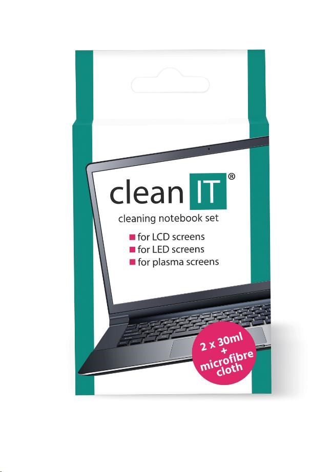 CLEAN IT čisticí roztok na notebooky s utěrkou, 2x30ml