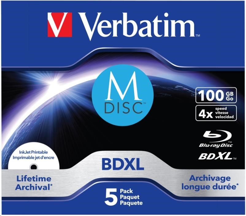 Levně VERBATIM MDisc BDXL (5-pack)Jewel/4x/100GB