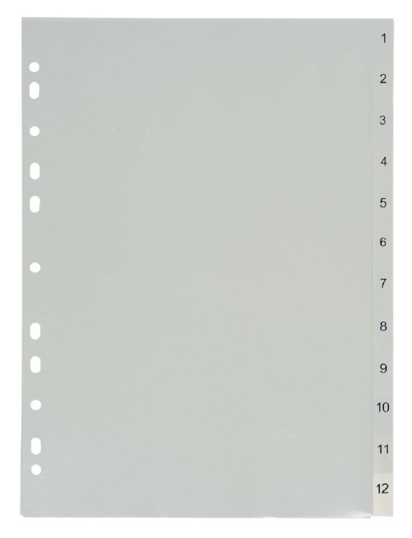 Levně Rozdružovač A4 1-12 PP číselný šedý