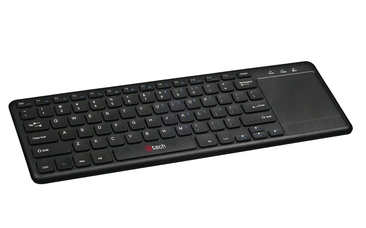 Levně C-TECH klávesnice WLTK-01, bezdrátová s touchpadem, černá, USB