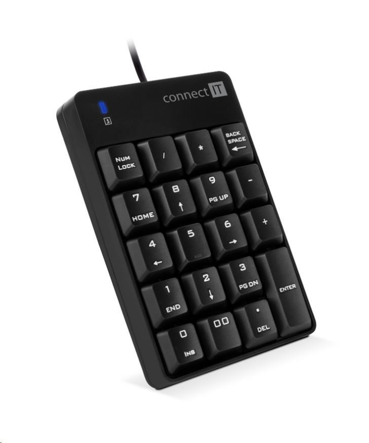 CONNECT IT NumCALC drátová numerická klávesnice, ČERNÁ