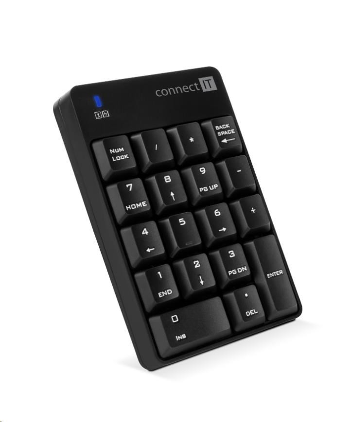 Levně CONNECT IT NumCALC bezdrátová numerická klávesnice, (+ 1x AAA baterie zdarma), ČERNÁ