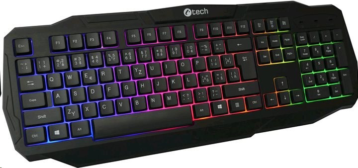 C-TECH klávesnice Arcus (GKB-15), casual gaming, CZ/SK, duhové podsvícení, USB