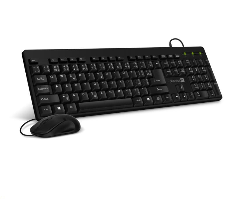 Levně CONNECT IT Combo drátová černá klávesnice + myš, CZ + SK layout