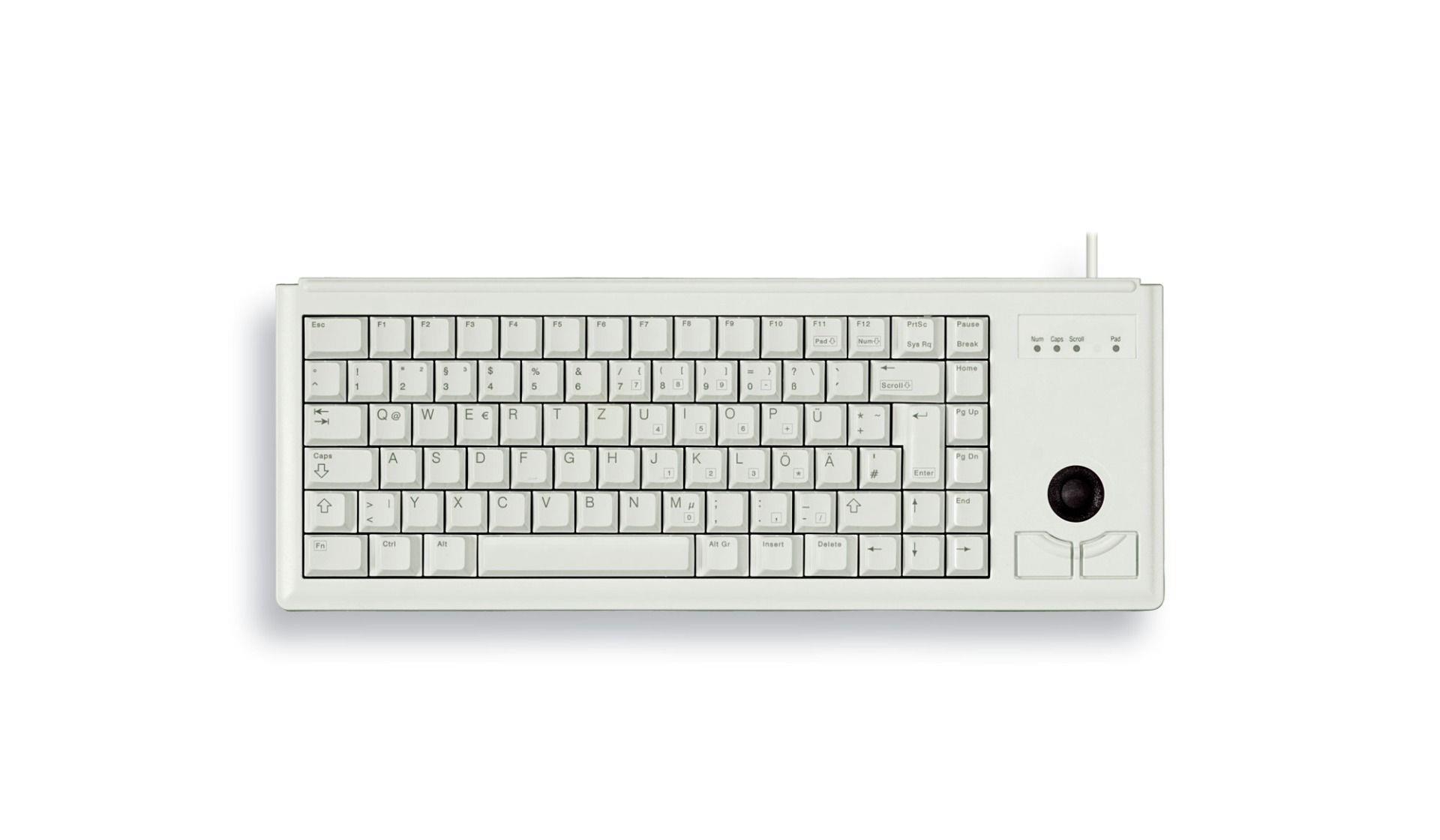 Levně CHERRY klávesnice G84-4400, trackball, ultralehká, PS/2, EU, šedá