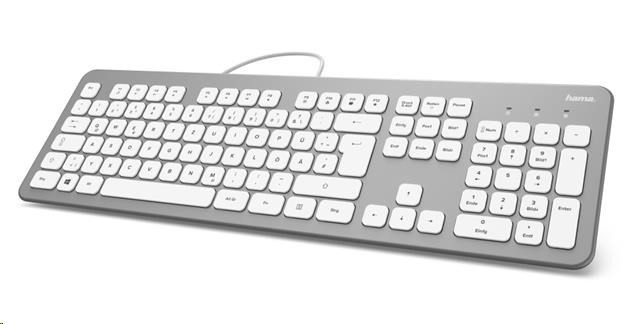 Levně Hama klávesnica KC-700, strieborná/biela
