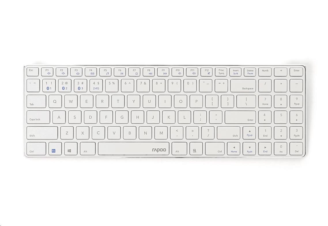 Levně RAPOO klávesnice E9100M, bezdrátová, Ultra-slim, CZ/SK, bílá