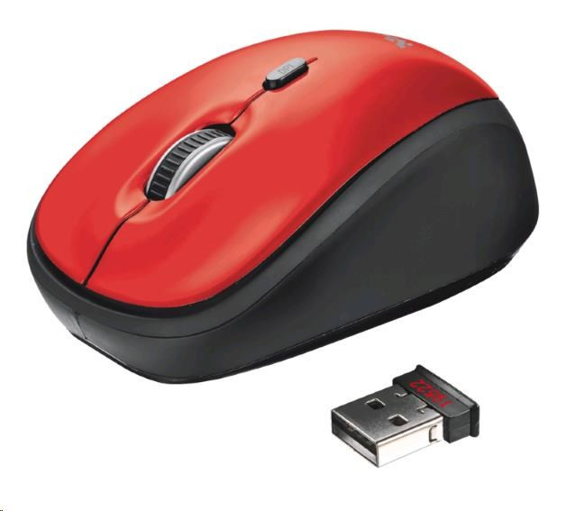 Levně TRUST Myš Yvi Wireless Mouse - red, červená, USB, bezdrátová