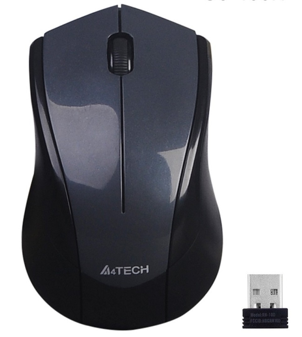 A4tech G3-400N, V-Track, bezdrátová optická myš, 2.4GHz, 10m dosah, šedo-černá