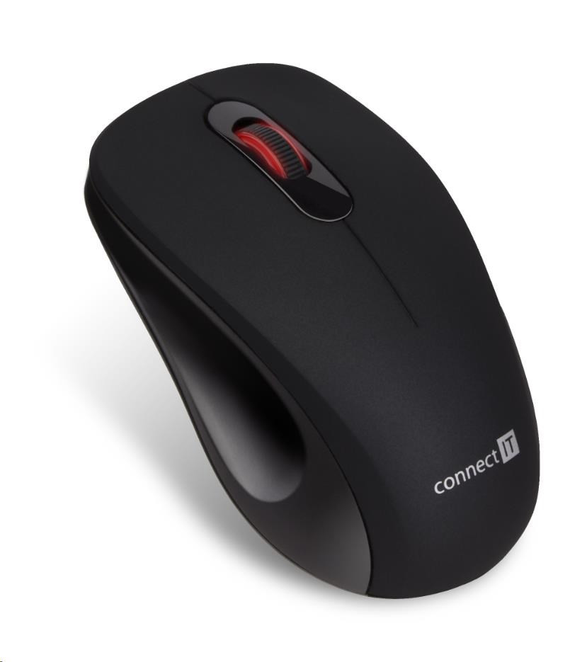 Levně CONNECT IT "MUTE" bezdrátová optická tichá myš, USB, (+ 1x AA baterie zdarma), černá