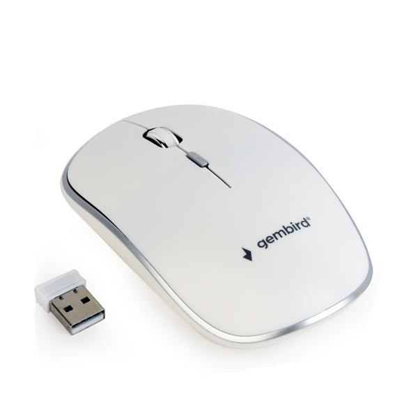 Levně GEMBIRD myš MUSW-4B-01, bílá, bezdrátová, USB nano receiver