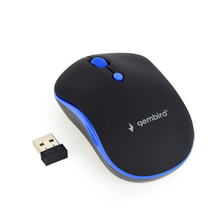 Levně GEMBIRD myš MUSW-4B-03-B, černo-modrá, bezdrátová, USB nano receiver