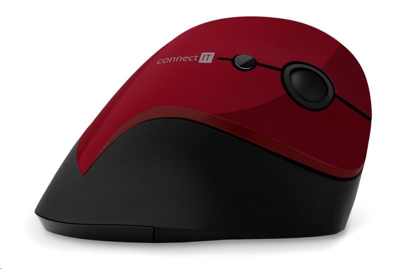 CONNECT IT FOR HEALTH ergonomická vertikální myš, (+ 1x AA baterie zdarma), bezdrátová, červená