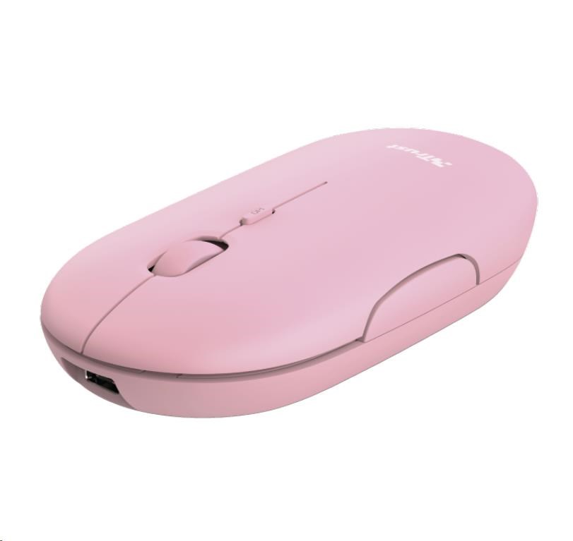 Levně TRUST myš PUCK, bezdrátová, USB, růžová