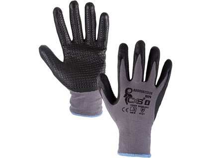 Povrstvené rukavice NAPA, šedo-černé, vel. 10