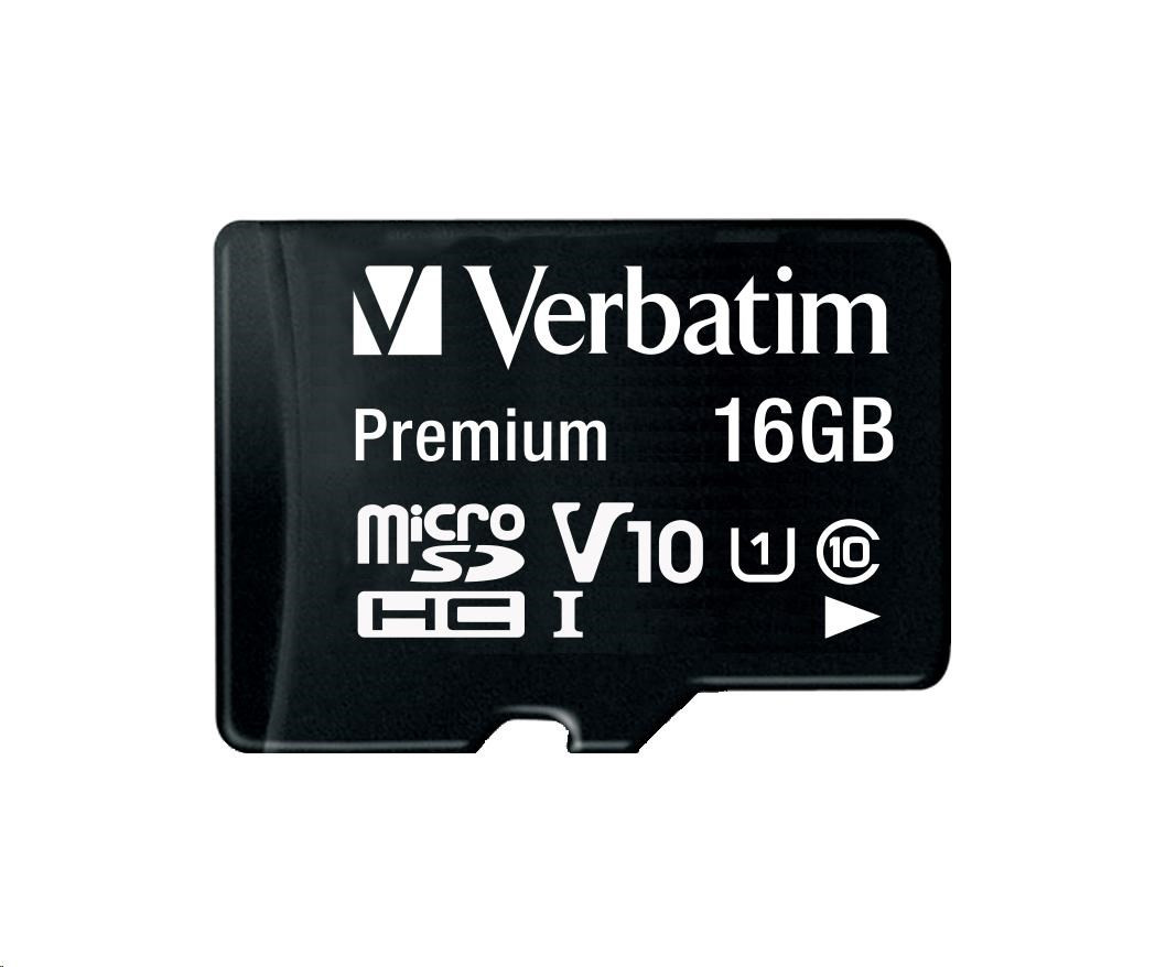 Levně VERBATIM MicroSDHC karta 16GB Premium, U1 + SD adaptér