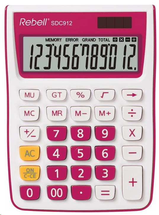 Levně REBELL kalkulačka - SDC912 PK - růžová