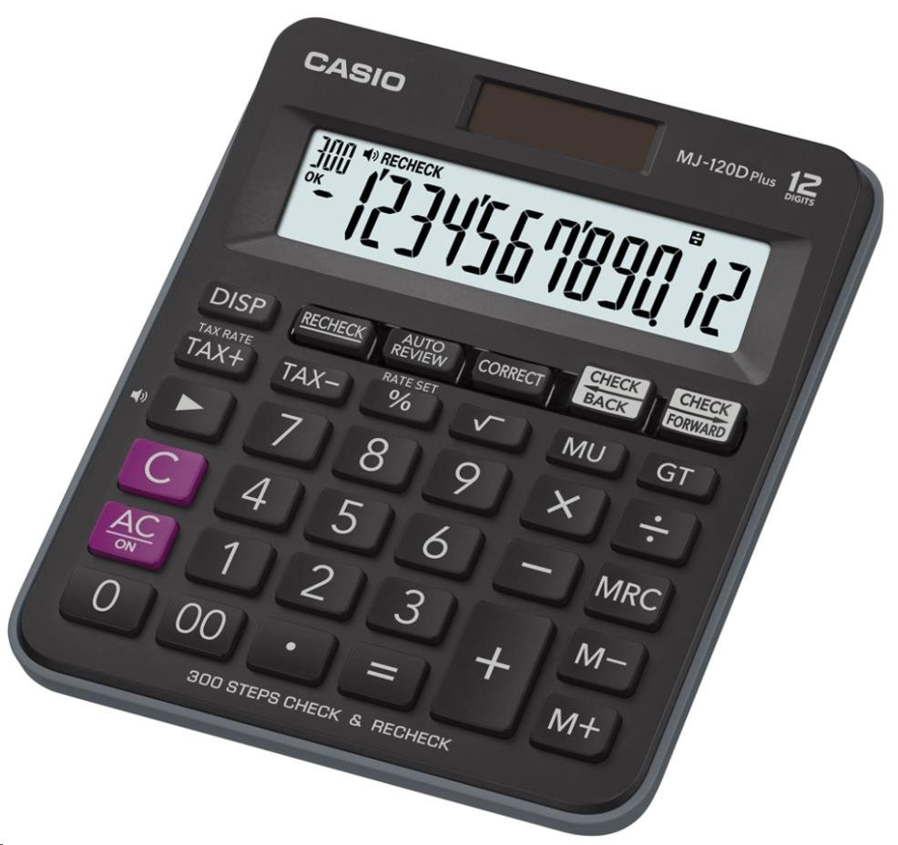 Levně CASIO kalkulačka MJ 120 D Plus, černá, stolní, dvanáctimístná