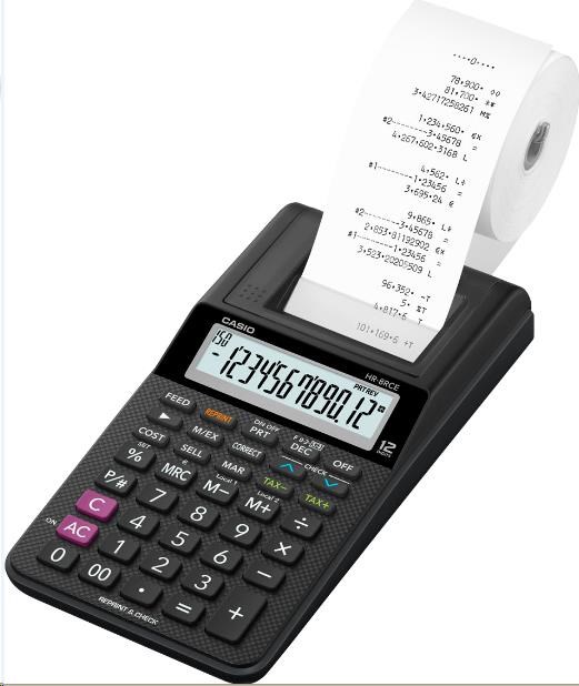 CASIO kalkulačka HR 8 RCE BK, Tiskový klakulátor