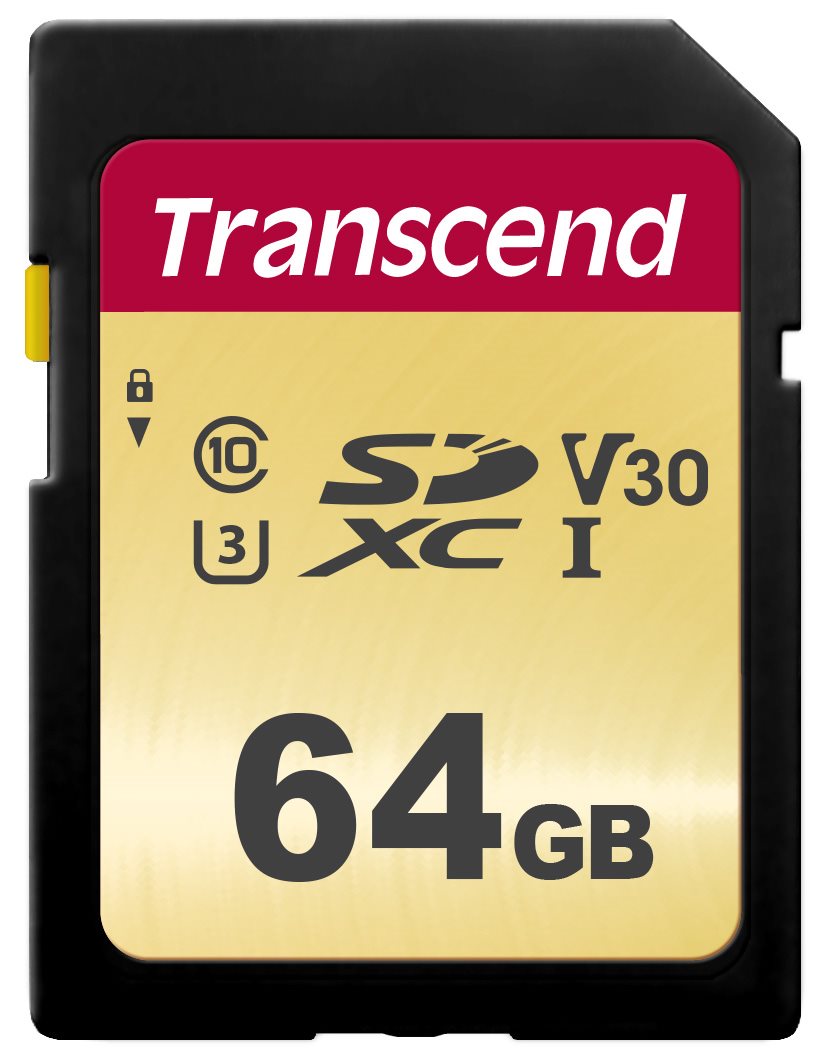 Levně TRANSCEND SDXC karta 64GB 500S, UHS-I U3 V30 (R:95/W:50 MB/s)