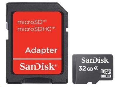 Levně SanDisk MicroSDHC karta 32GB (Class 4) + adaptér