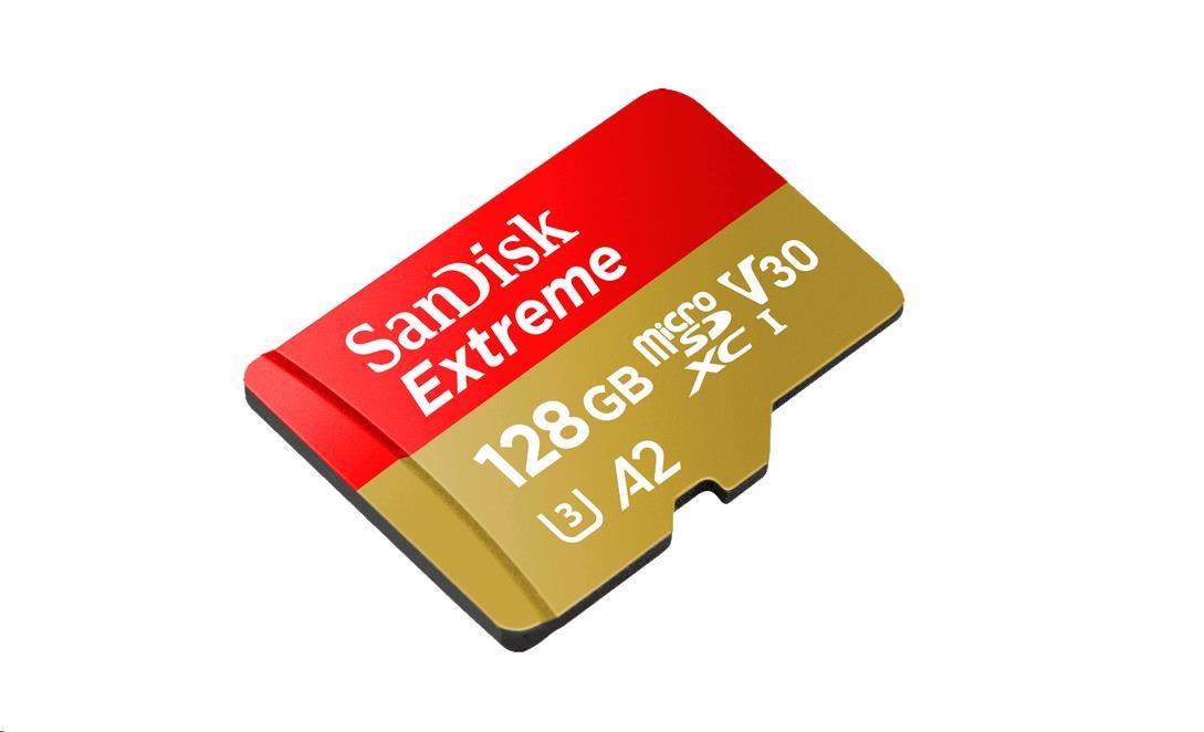 SanDisk MicroSDXC karta 128GB Extreme RescuePRO Deluxe(R:160/W:90 MB/s, A2 C10 V30 UHS-I) + adaptér