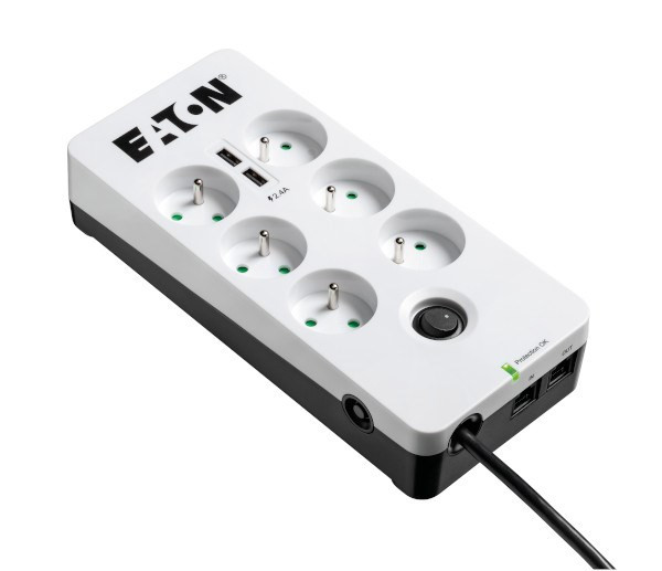 Levně Eaton Protection Box 6 Tel@ USB FR, přepěťová ochrana, 6 zásuvek, 2x USB nabíječka, 1m