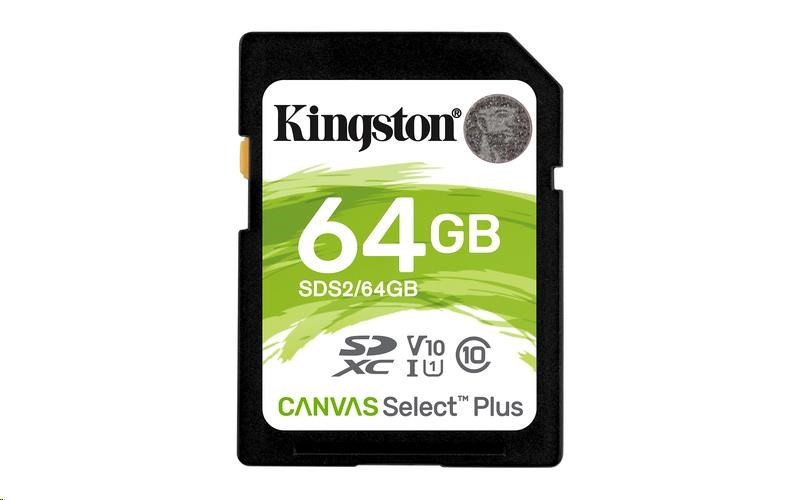 Levně Kingston SDXC karta 64GB SecureDigital Canvas Select Plus (SDXC) 100R Class 10 UHS-I