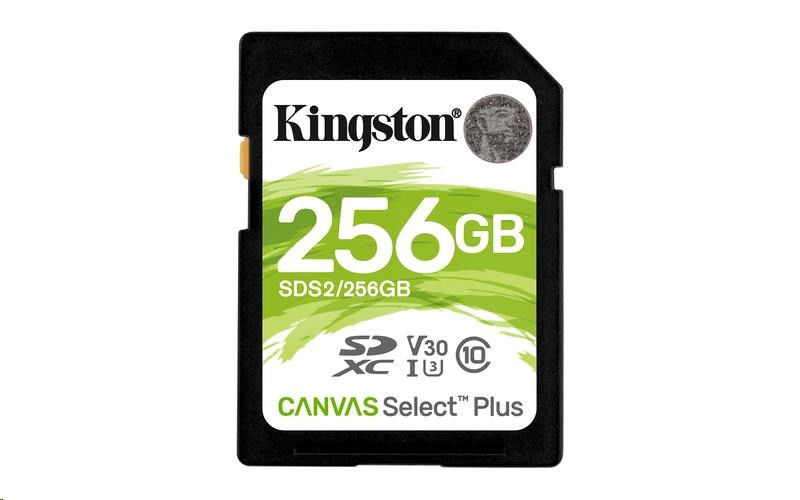 Levně Kingston SDXC karta 256GB SecureDigital Canvas Select Plus (SDXC) 100R 85W Class 10 UHS-I