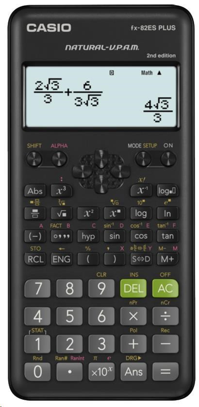 Levně CASIO kalkulačka FX 82ES PLUS 2E, černá, školní, desetimístná