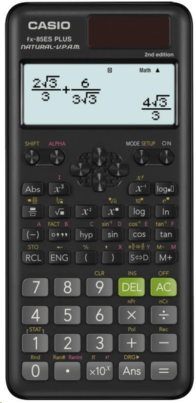 Levně CASIO kalkulačka FX 85 ES Plus 2E, černá, školní, desetimístná