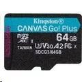 Kingston MicroSDXC karta 64GB microSDXC Canvas Go Plus 170R A2 U3 V30 Single Pack bez ADP
