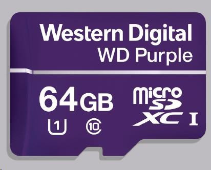 Levně WD MicroSDXC karta 64GB Purple WDD064G1P0C Class 10, 16 TBW