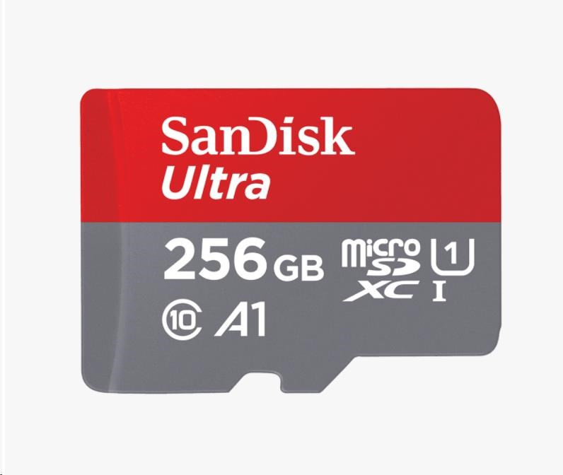 SanDisk MicroSDXC karta 256GB Ultra (100MB/s, Class 10, Android) + adaptér