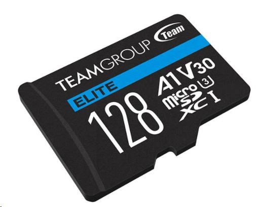 TEAM MicroSDXC karta 128GB ELITE A1 V30 UHS-I U3 (100/50 MB/s) + SD adapter